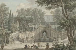 View of the Garden of Villa d'Este in Tivoli by Isaac De Moucheron Oil Painting
