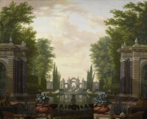 Water Terrace with Statues and Fountains in a Park by Isaac De Moucheron Oil Painting