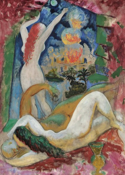 Main Product Photo of Lot and His Daughters Painting by Isaac Grunewald