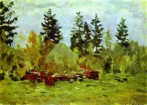 A Haystack Study by Isaac Ilich Levitan Oil Painting