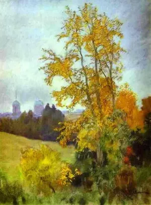 Autumn Landscape with a Church by Isaac Ilich Levitan - Oil Painting Reproduction
