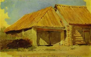Barns. Study painting by Isaac Ilich Levitan