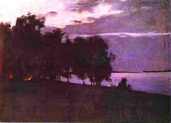 Bonfire by Isaac Ilich Levitan - Hand-Painted Oil Painting Reproduction