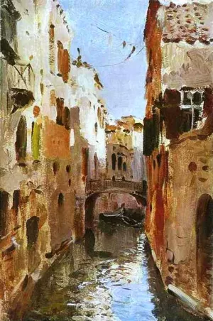 Canal in Venice. Sketch by Isaac Ilich Levitan - Oil Painting Reproduction