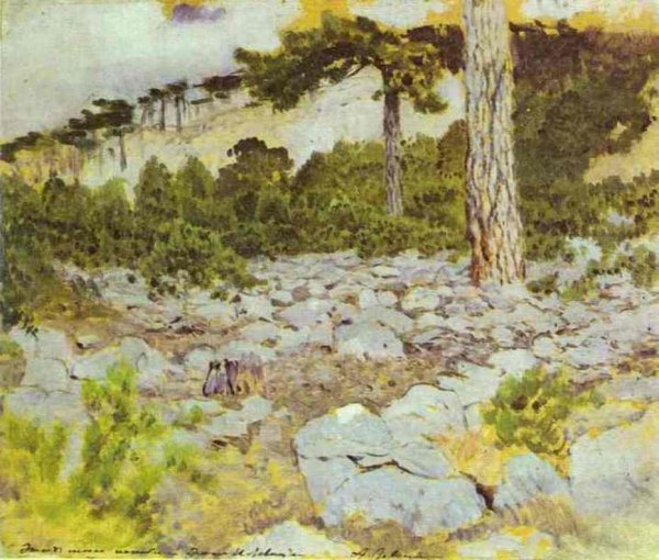 Crimea. In the Mountains. Study by Isaac Ilich Levitan - Hand-Painted Oil Painting Reproduction