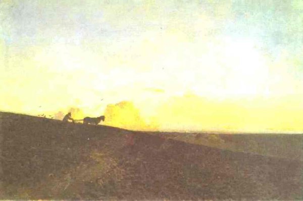 Evening in the Field by Isaac Ilich Levitan - Hand-Painted Oil Painting Reproduction