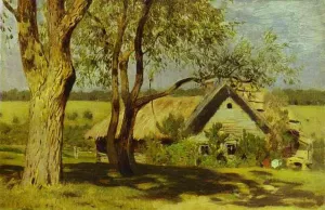 House with Broom-Trees. Study by Isaac Ilich Levitan - Oil Painting Reproduction