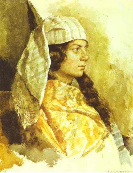 Jewish Woman in an Oriental Shawl by Isaac Ilich Levitan - Hand-Painted Oil Painting Reproduction