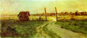 Landscape with an Izba. Sketch by Isaac Ilich Levitan Oil Painting