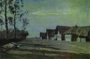 Moonlit Night. A Village by Isaac Ilich Levitan Oil Painting