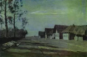 Moonlit Night. A Village by Isaac Ilich Levitan Oil Painting