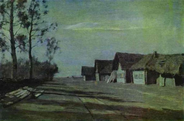 Moonlit Night. A Village by Isaac Ilich Levitan - Hand-Painted Oil Painting Reproduction