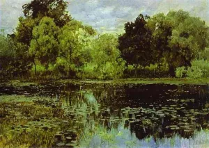 Overgrown Pond. Study by Isaac Ilich Levitan Oil Painting