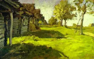 Sunny Day. A Village by Isaac Ilich Levitan Oil Painting