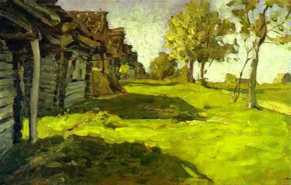 Sunny Day. A Village by Isaac Ilich Levitan - Hand-Painted Oil Painting Reproduction