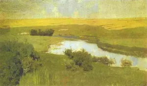 The Istra River. Study by Isaac Ilich Levitan Oil Painting