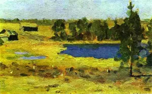 The Lake. Barns at the Edge of a Forest painting by Isaac Ilich Levitan