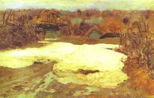 The Last Snow. Savvina Sloboda. Study Oil painting by Isaac Ilich Levitan