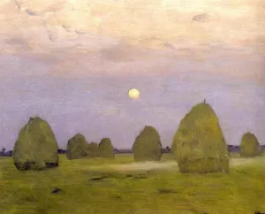 Twilight, Stacks by Isaac Ilich Levitan - Oil Painting Reproduction