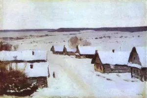 Village in Winter by Isaac Ilich Levitan Oil Painting