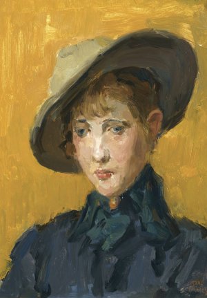 An Elegant Girl In A Hat by Isaac Israels Oil Painting