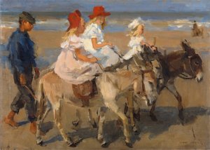 Donkey Rides on the Beach by Isaac Israels Oil Painting