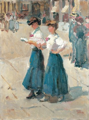 Midinettes On The Place Vendome, Paris by Isaac Israels Oil Painting