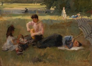 Picnic in the Bois de boulogne, Paris by Isaac Israels Oil Painting