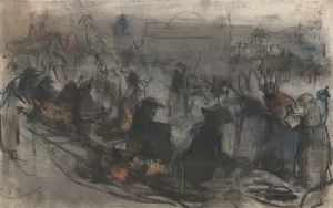 Rij zittenden Oil painting by Isaac Israels