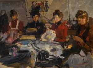 The milliners' workshop Oil painting by Isaac Israels
