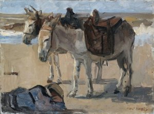 Two Donkeys by Isaac Israels Oil Painting