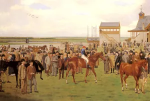 Newmarket, The Rowley Mile Course, The 2,000 Guineas by Isaac J. Cullin - Oil Painting Reproduction