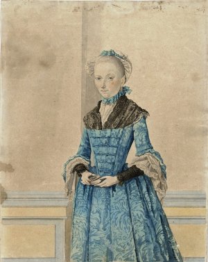 Portret van Maria van IJsseldijk, staand kniestuk by Isaac Lodewijk La Fargue Van Nieuwland Oil Painting