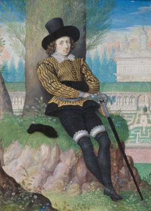Young Man Seated under a Tree by Isaac Oliver Oil Painting