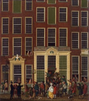 The Bookshop and Lottery Agency of Jan de Groot in the Kalverstraat in Amsterdam by Isaac Ouwater Oil Painting