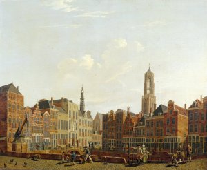 Utrecht Town Hall Bridge with Surroundings by Isaac Ouwater Oil Painting