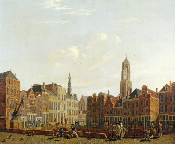 Utrecht Town Hall Bridge with Surroundings  by Isaac Ouwater - Hand-Painted Oil Painting Reproduction