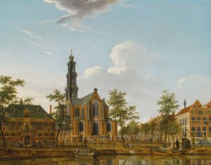 View Of The Westerkerk Seen From Across The Keizersgracht, Amsterdam Oil painting by Isaac Ouwater