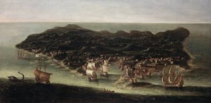 A Bird's Eye View of the Island of Barbados by Isaac Sailmaker Oil Painting