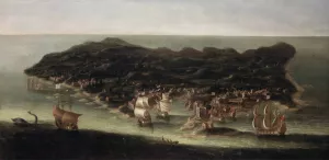 A Bird's Eye View of the Island of Barbados by Isaac Sailmaker Oil Painting