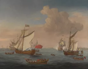 Ships in the Thames Estuary near Sheerness by Isaac Sailmaker Oil Painting