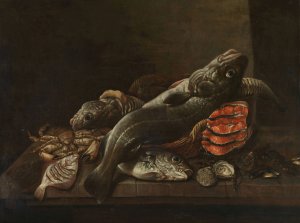 Still Life with Fish by Isaac Van Duynen Oil Painting