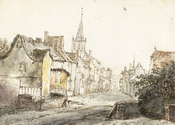 Main Product Photo of A Street in a Village or Town  Painting by Isaac Van Ostade