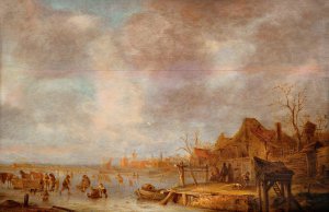 A winter's day outside Haarlem by Isaac Van Ostade Oil Painting