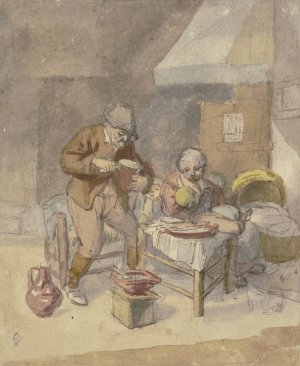 Bauernfamilie mit zwei Kindern bei der Mahlzeit by Isaac Van Ostade Oil Painting