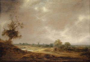 Landscape with Water Course and Farm by Isaac Van Ostade Oil Painting