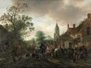 The Halt at the Inn by Isaac Van Ostade Oil Painting