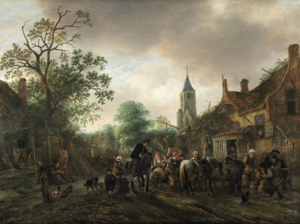 Main Product Photo of The Halt at the Inn  Painting by Isaac Van Ostade