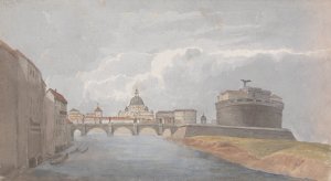 On the Tiber- Castle of St. Angelo by Isaac Weld Oil Painting