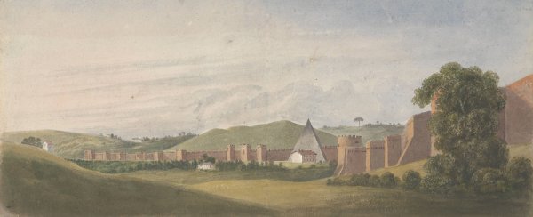 Main Product Photo of Walls of Rome; The Aurelian Wall, with the Pyramid of Cestius  Painting by Isaac Weld